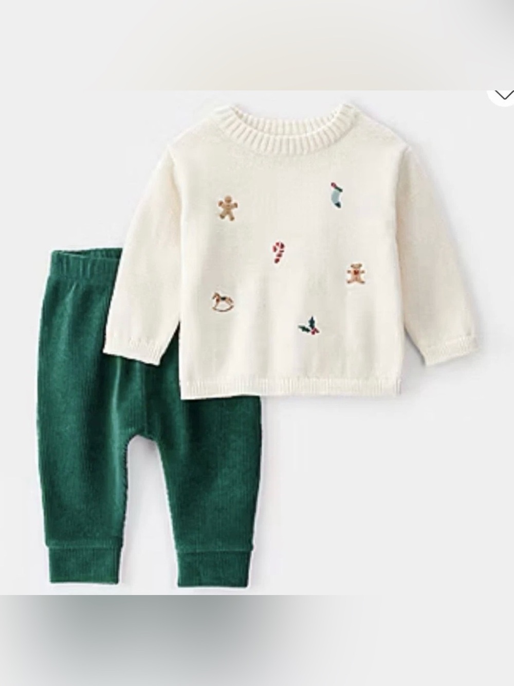 Carter’s Baby Boys holiday Christmas Sweater & Green Velvet Pants NWT newborn